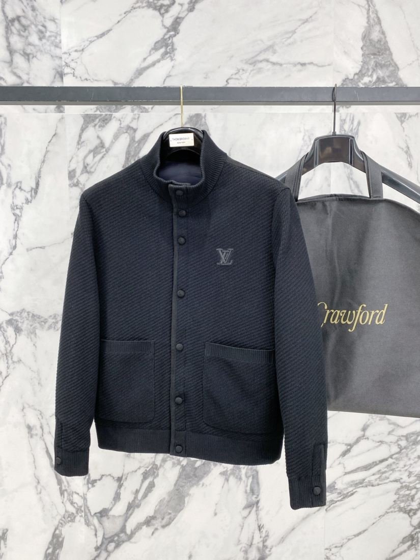 Louis Vuitton Veste zippée en maille texturée à col montant
