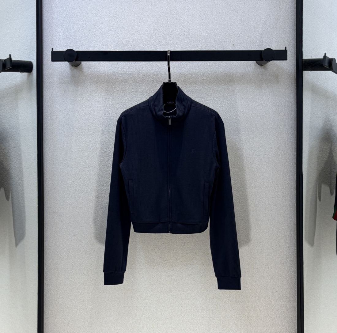 gucci veste zippée en maille à bandes latérales