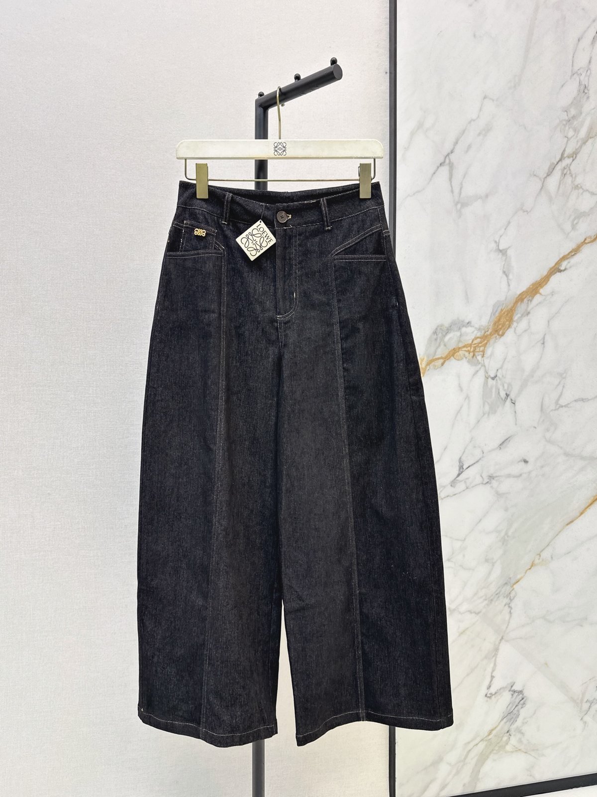 loewe jean gris anthracite taille haute à jambes larges - vue 2