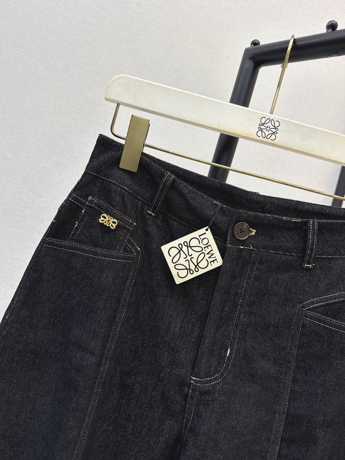 loewe jean gris anthracite taille haute à jambes larges - vue 4