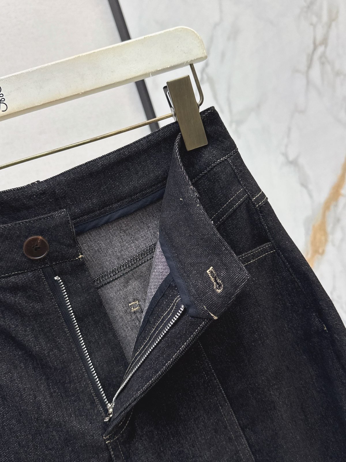 loewe jean gris anthracite taille haute à jambes larges - vue 5